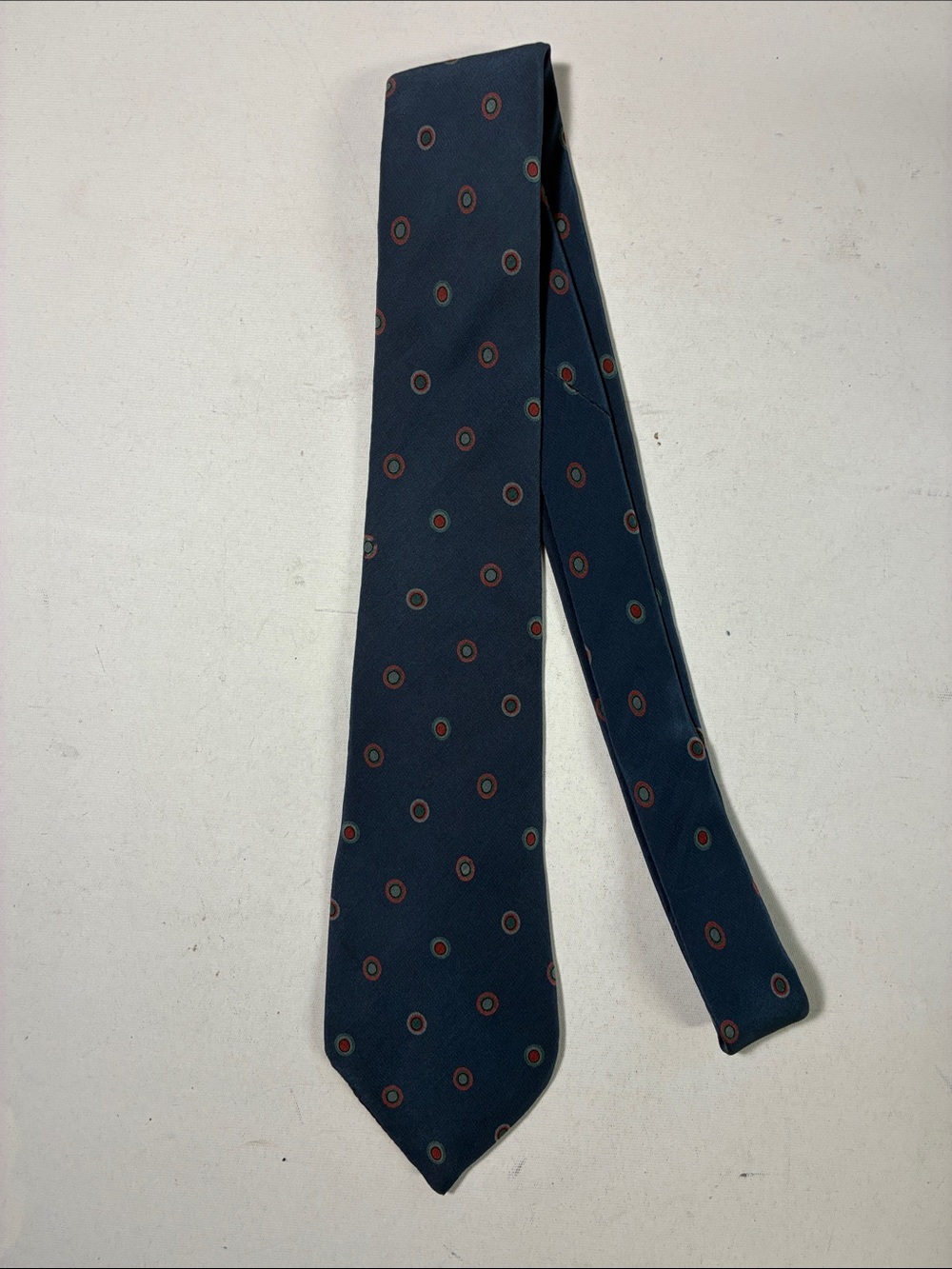 Emanuel Ungaro Navy Tie with Red Dot Medallions